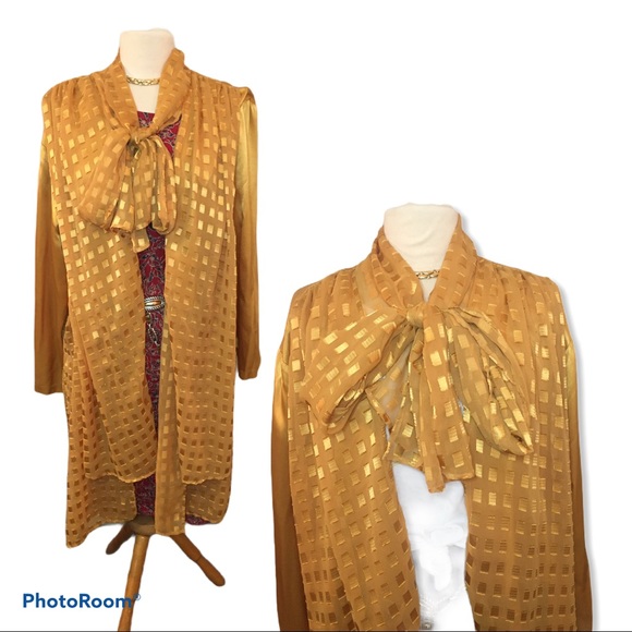 Sold! Yellow/Gold Jacket w/Built-in Tie/Scarf - Picture 15 of 16